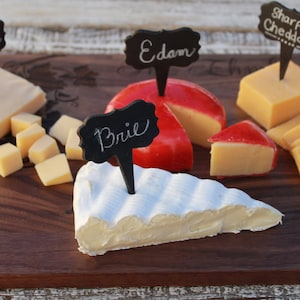 Set of 4 Chalkboard Cheese Markers, for wine and cheese tasting, Cupcake Tag, Food Tag, Perfect for Wine and Cheese Parties, Party Supplies