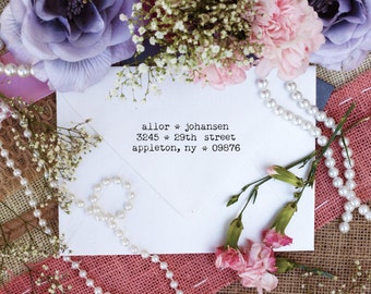 Return address rubber stamp self inking with a vintage typewriter font --2754