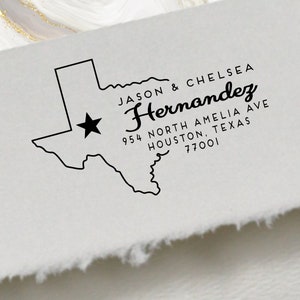 Texas Return Address Stamp, Personalized Custom shape of state of Texas Self inking Address Stamp, Self Inking Stamper housewarming gift