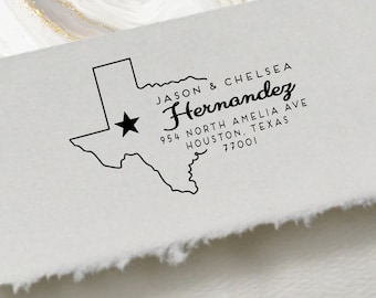 Texas Return Address Stamp, Personalized Custom shape of state of Texas Self inking Address Stamp, Self Inking Stamper housewarming gift