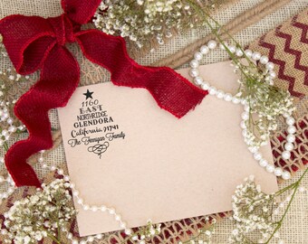 Holiday return address stamp - Holiday Christmas card custom rubber stamps SELF INKING --10182-PI44-000