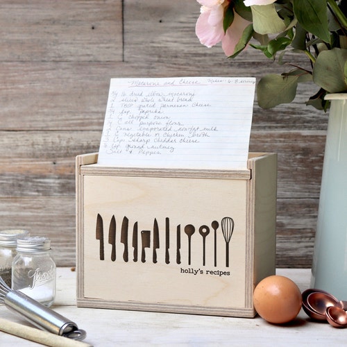 Recipe Box Personalized Recipe Box Housewarming Gift Etsy