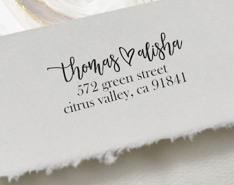Personalized Couple Return Address Stamp, Self Inking Rubber Stamp