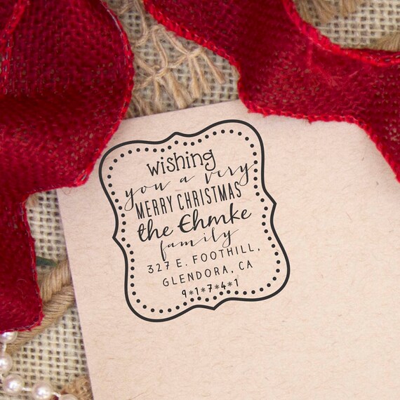 christmas return address stamp personalized stamp rubber etsy