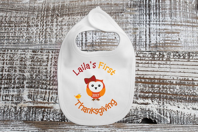 Thanksgiving Bib Personalized Baby Bib Cute Bib Custom Bib First Thanksgiving Bib Fall Bib --62095-BIB1-603