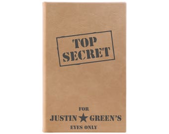Top Secret Journal, Kids Journal, Leather Journal, Personalized Journal, Kids Notebook, Writing Journal, Boys Notebook --28357-LJ05-109