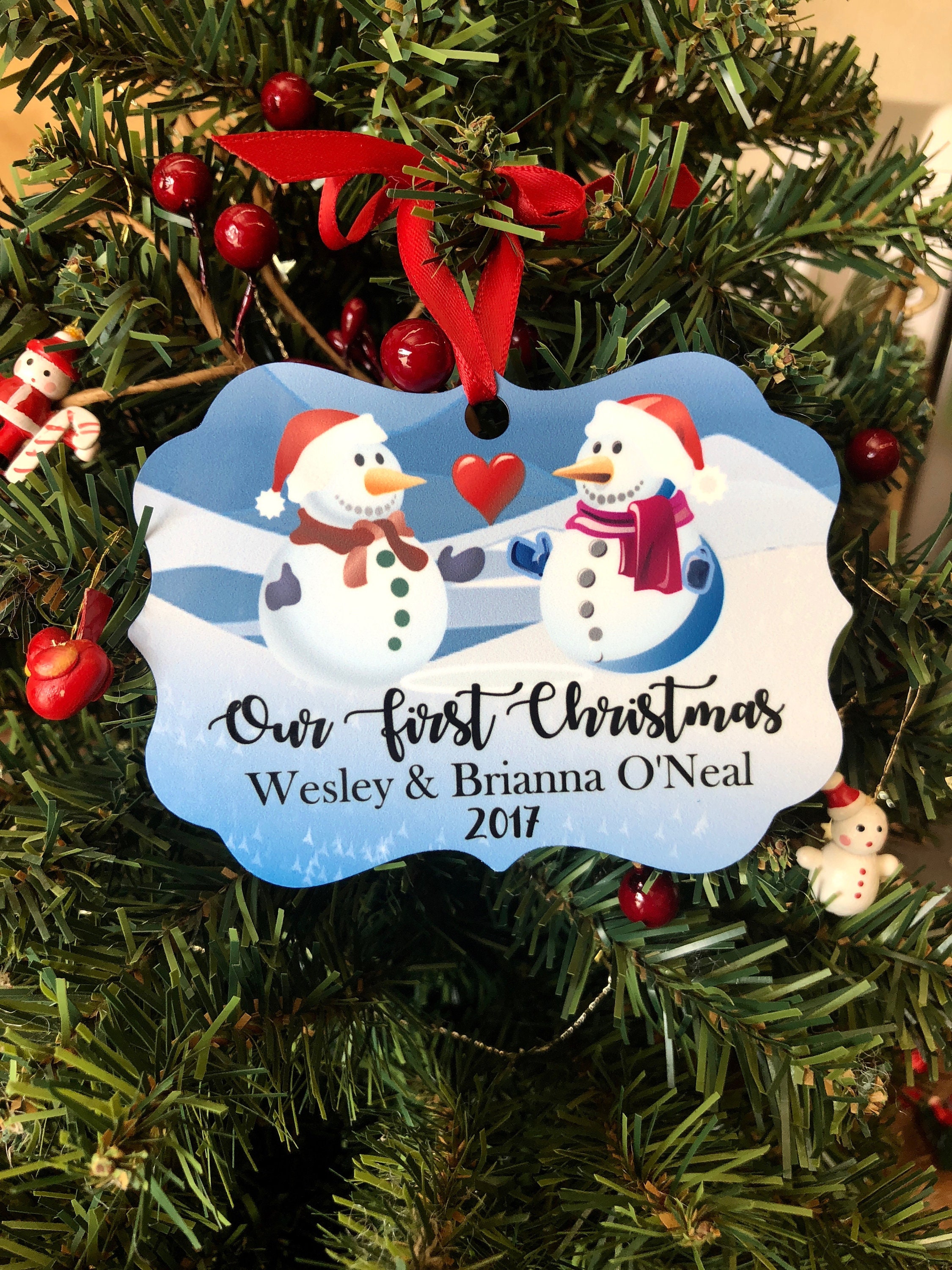 Our First Christmas Snowman Mr and Mrs Metal Ornament - Etsy Our First Christmas Snowman Mr and Mrs Metal Ornament - Etsy