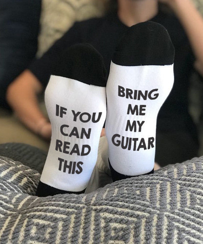 If You Can Read This socks, Funny Socks, Guitar Gifts, Novelty Socks, Stocking Stuffer, gift for musician, Gift exchange 62169-SOX2-603 image 1