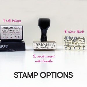 Custom Personalized Return Address Stamp, Rubber Wood Mount Clear Block Stamper, Fancy Monogram Address Stamp, Self Inking, Ink Pad 2222 image 2