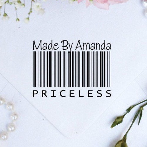 Barcode Rubber Stamp Custom Priceless Barcode Stamp Etsy