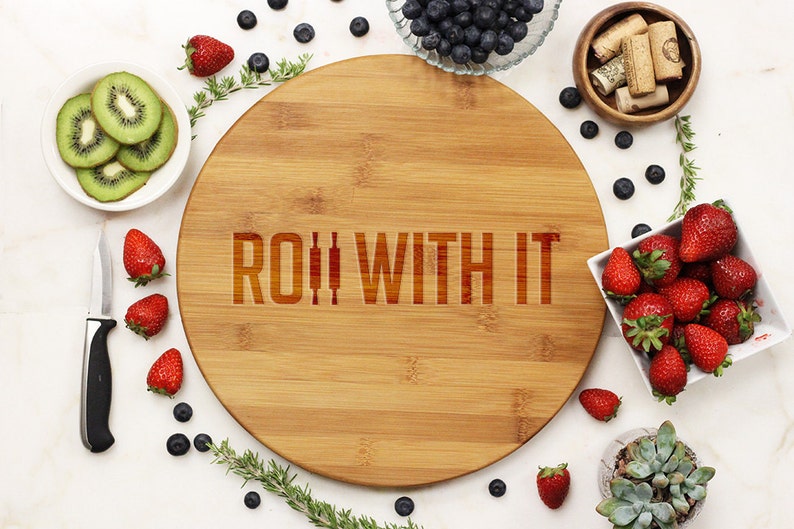 seasoned with love Custom Engraved Cherry wood -21097-CUTB-003 Roll With It Cutting Board Personalized Cutting board