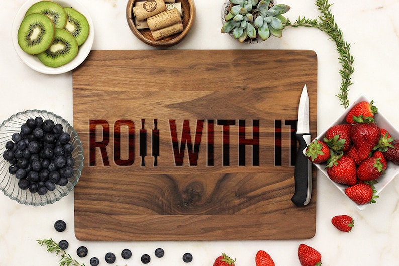 seasoned with love Custom Engraved Cherry wood -21097-CUTB-003 Roll With It Cutting Board Personalized Cutting board