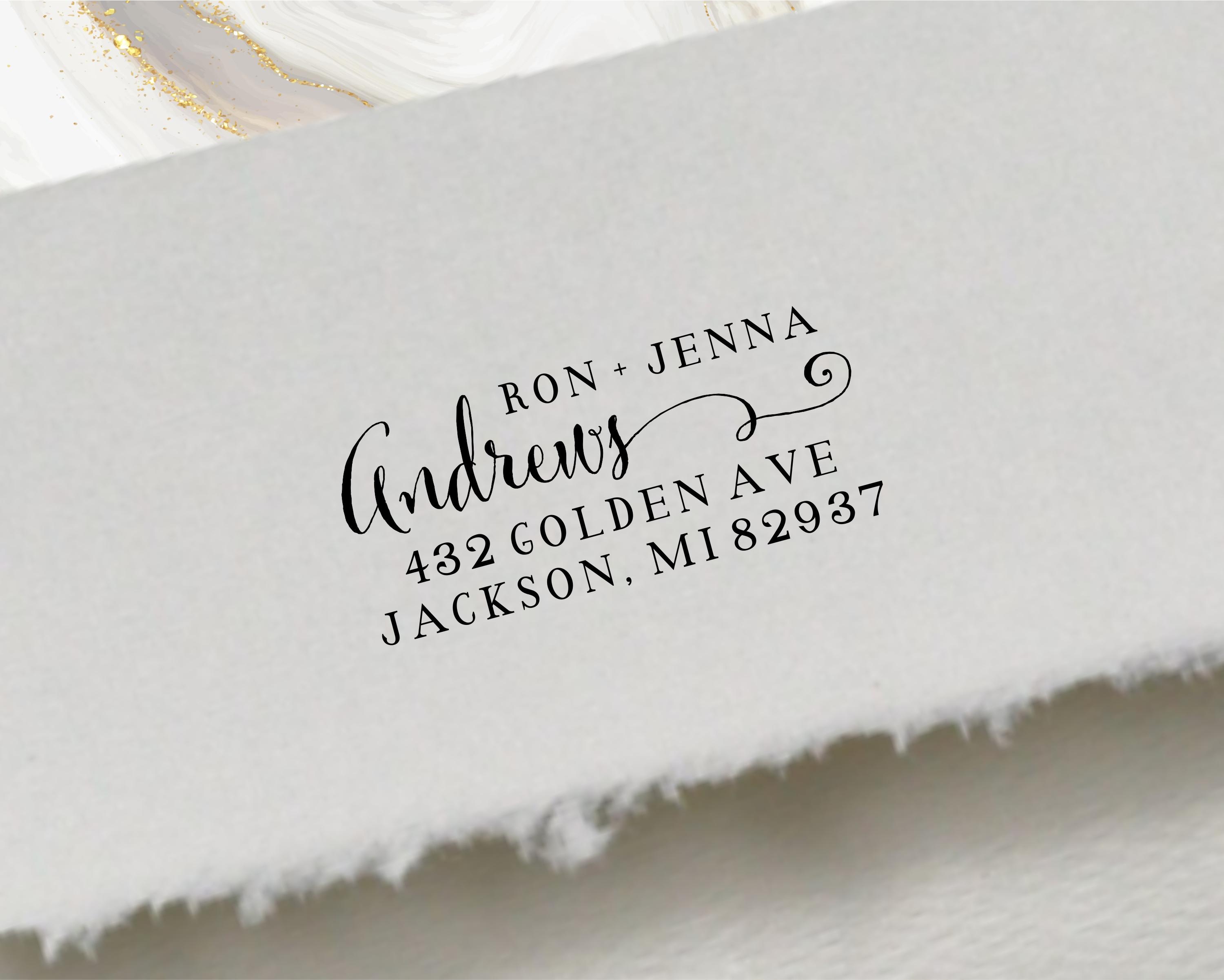Address Label Cursive Custom Return Address Stamp, Fancy Cursive, Self Inking or Wood ...