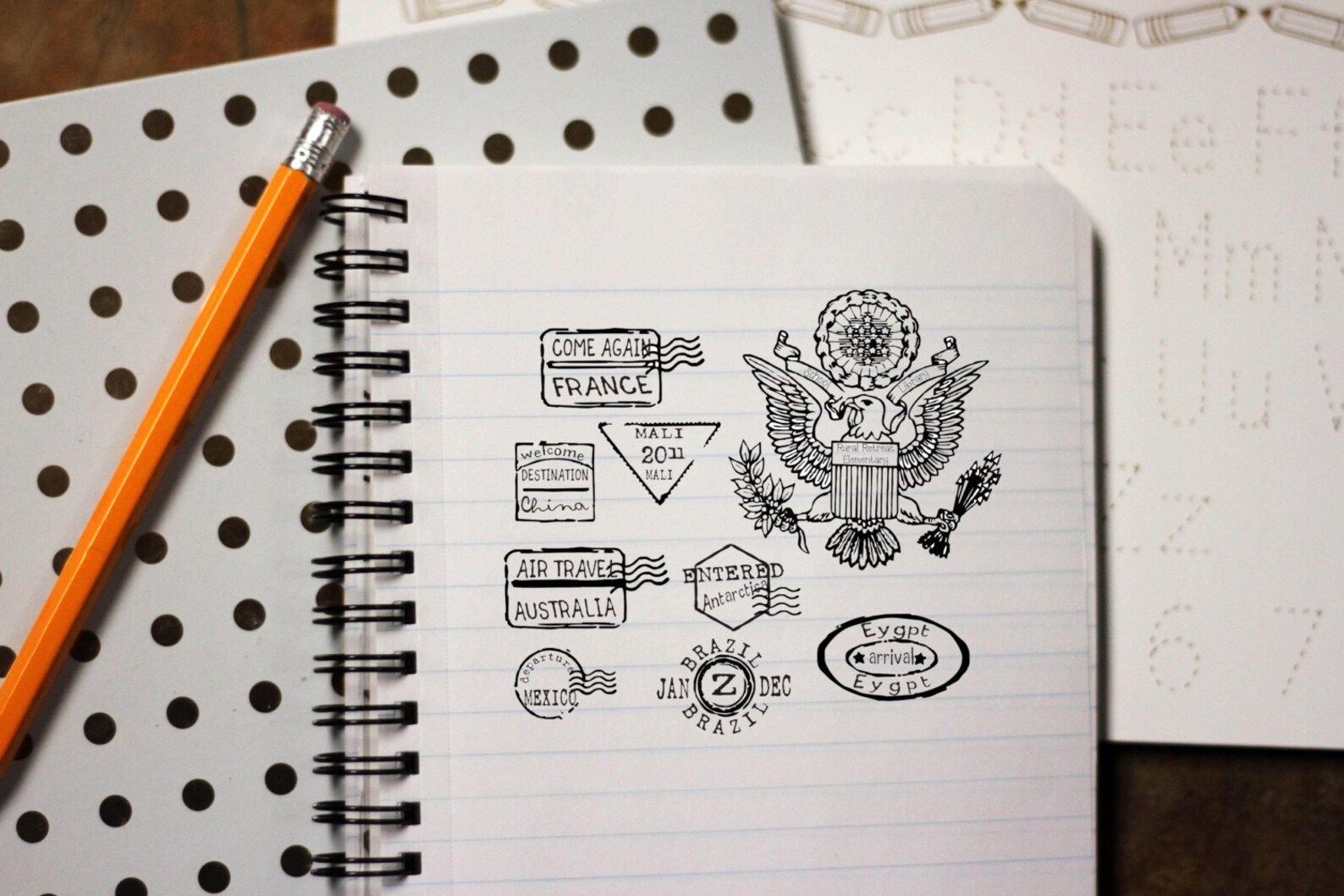 Pretend Passport Rubber Stamps for Travel and Destination Etsy