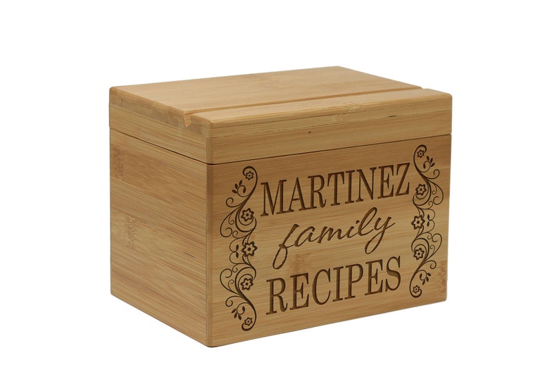 Personalized Recipe Box Dividers Wood Engraved Mom Grandma Bridal Housewarming Gift 28505 Rb01 001free
