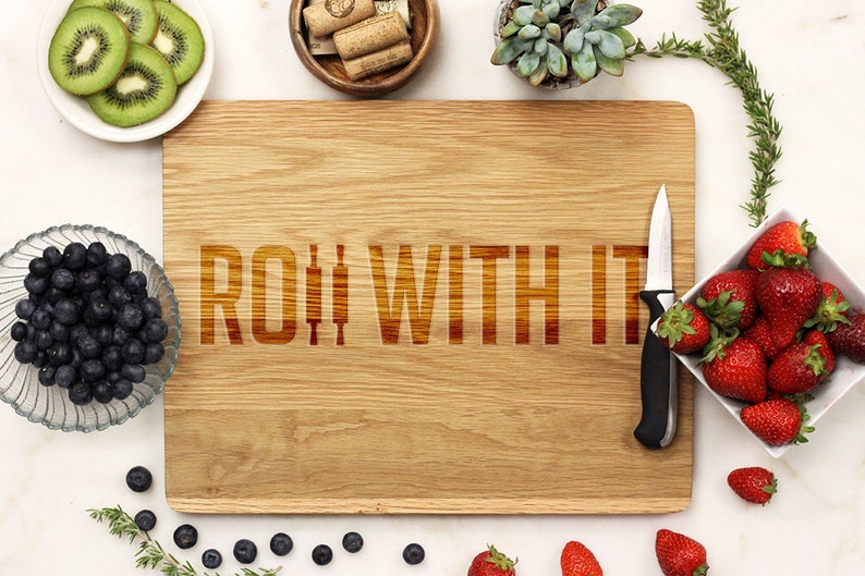 seasoned with love Custom Engraved Cherry wood -21097-CUTB-003 Roll With It Cutting Board Personalized Cutting board