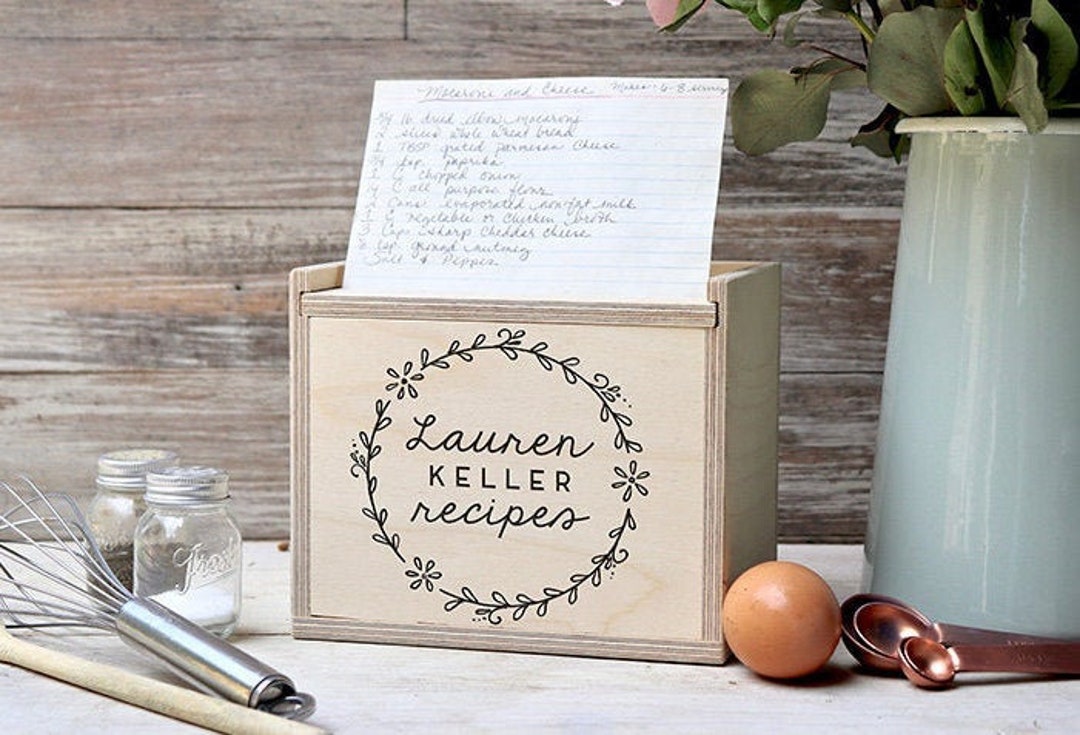 Custom Recipe Box Engraved Recipe Box Wedding Gift Wooden Etsy