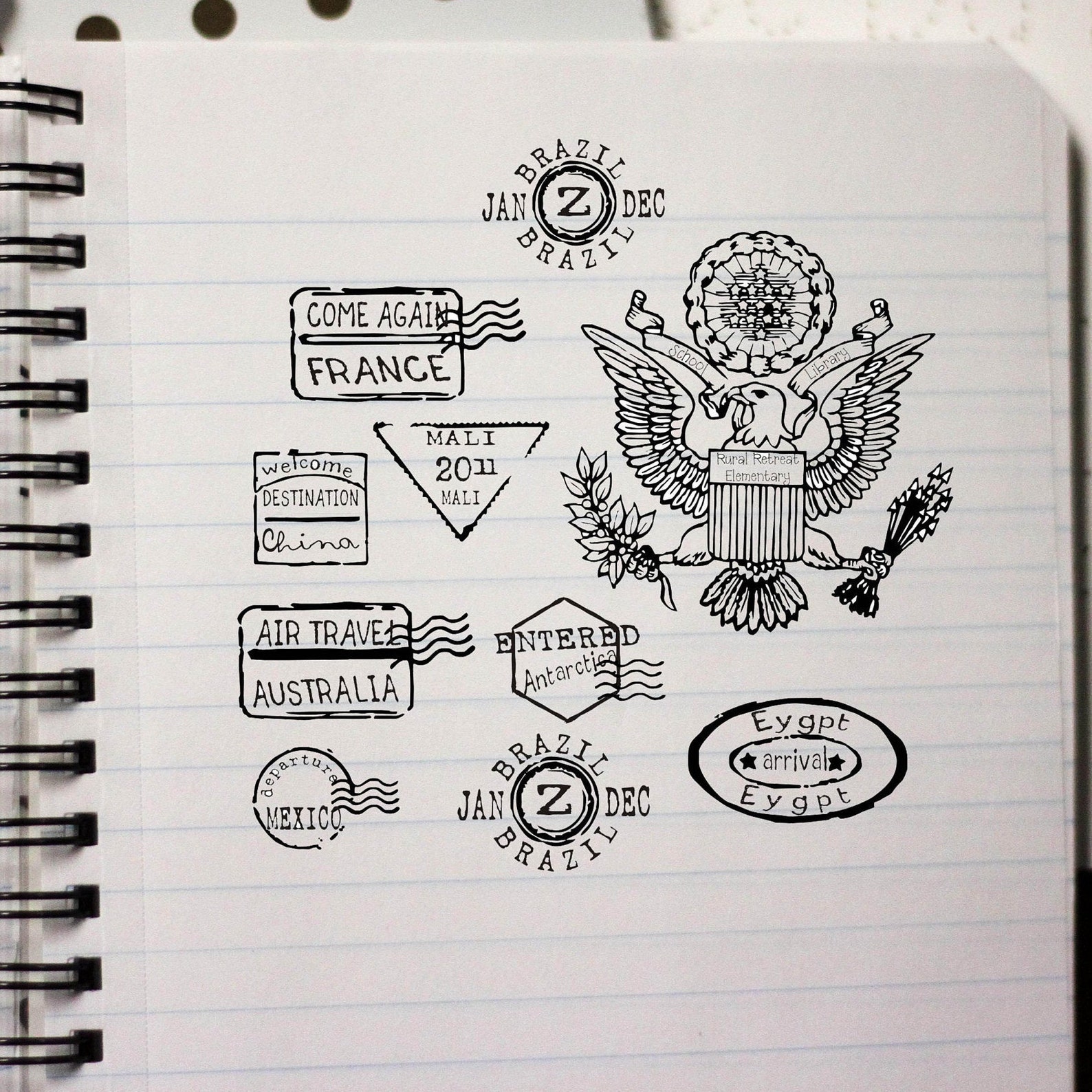 Pretend Passport Rubber Stamps for Travel and Destination Etsy