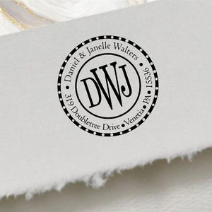 Self Inking Initial Monogram Custom Round Return Address Rubber Stamp Great Housewarming Gift --02205-HD53-000