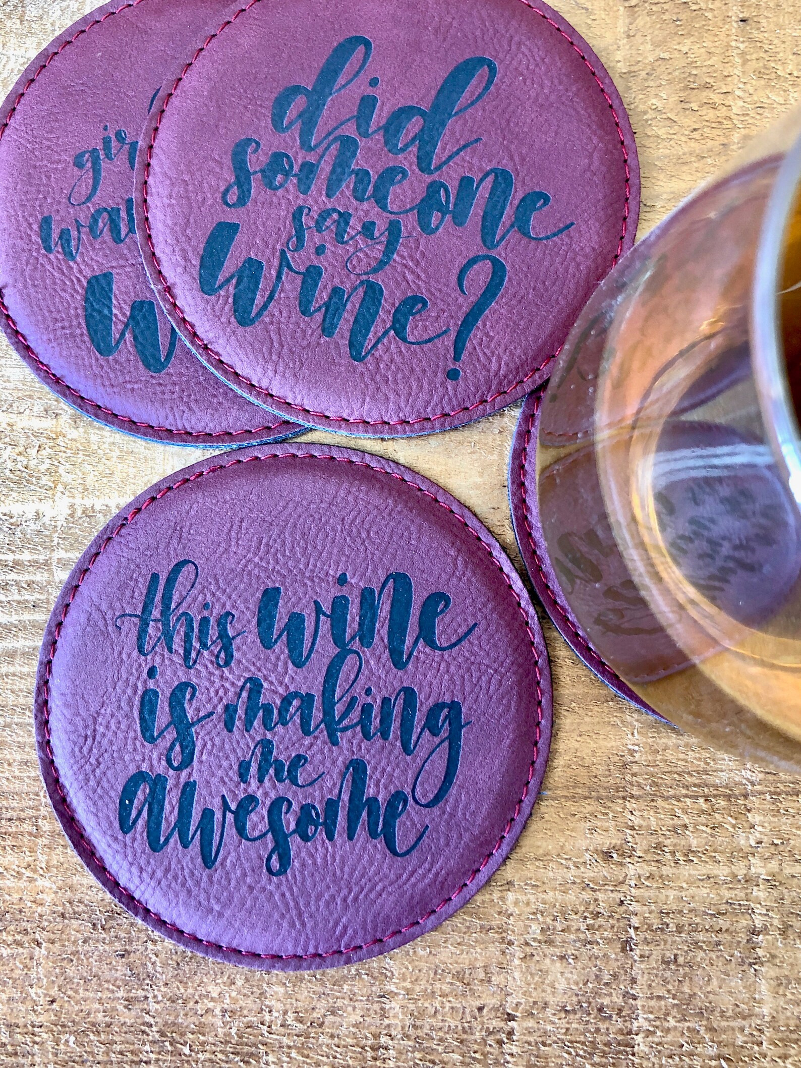 Funny Wine Coasters 4 Engraved Wine Coasters Engraved Etsy