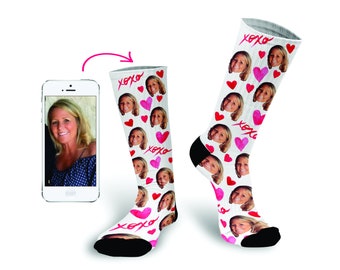 Face Socks, Valentines Day Gift, Photo Socks, Face on socks, Valentines Day Socks, Heart socks, Custom Photo Socks--62318-LSX4-603