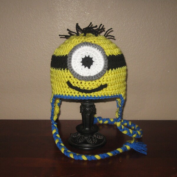 One-Eyed Minion Ear Flap Hat - Adult to Newborn Sizes