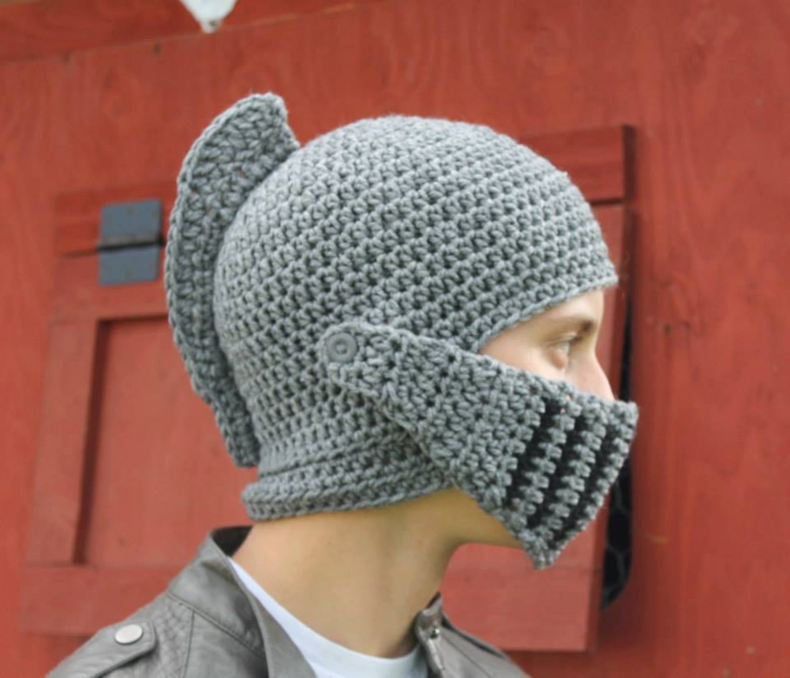 Knight Helmet With Movable Visor/mouthguard Hand Crocheted Etsy