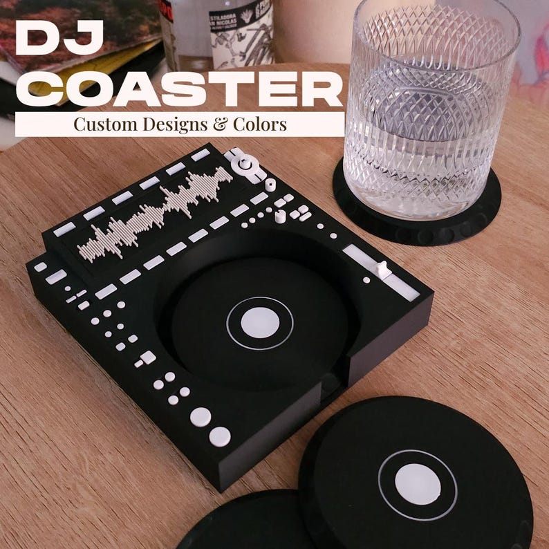 DJ Coaster Set – 4 Custom Vinyl-inspired Drink Coasters in DJ ...