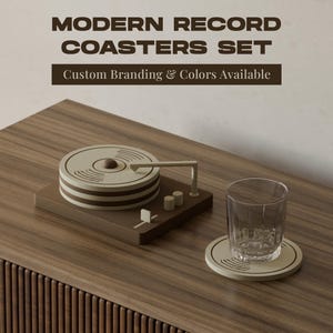 Customizable Vintage-Inspired Record Player Coaster Set – Functional Decor with a Retro Twist!