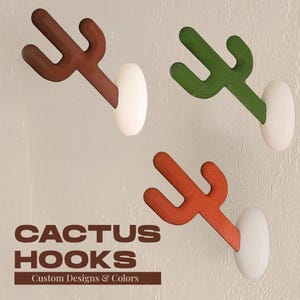 Cactus Wall Hooks – Desert Home Décor | Custom Colors & Sizes | Modern Southwestern Coat, Hat, Key Hanger