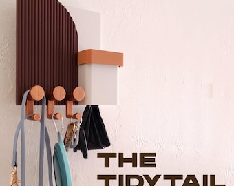 The TidyTail Modern Wall Organizer – Coat & Key Rack with Dog Bag Dispenser + Mail Holder | Pet Owner Entryway Storage | Custom Colors