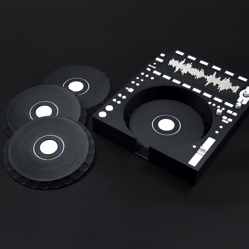 DJ Coaster Set – 4 Custom Vinyl-inspired Drink Coasters in DJ ...