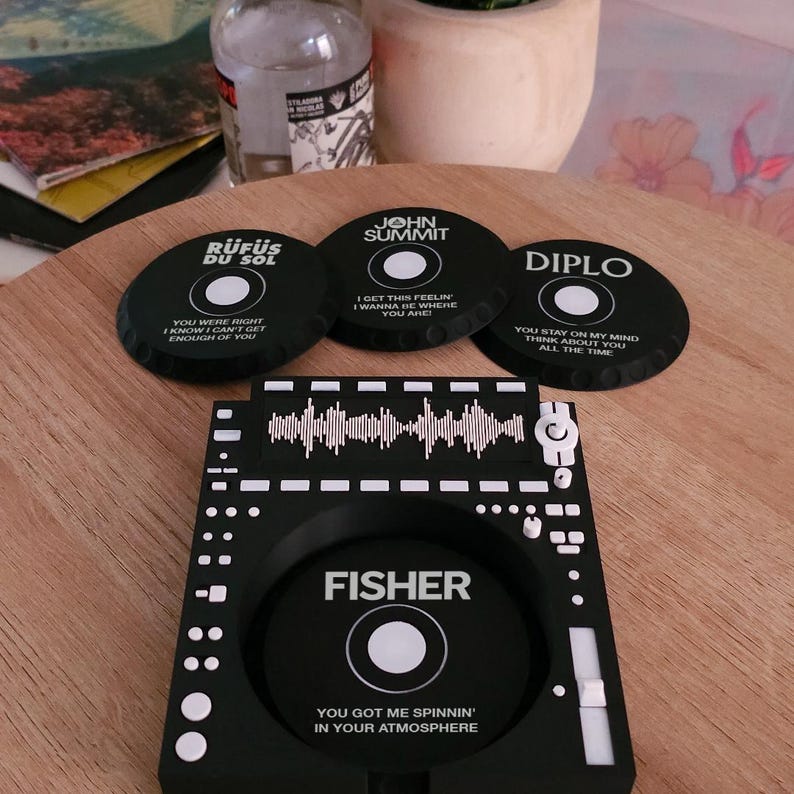DJ Coaster Set – 4 Custom Vinyl-inspired Drink Coasters in DJ ...