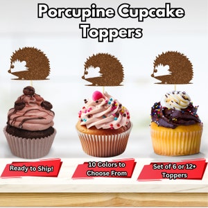 Hedgehog Cupcake Toppers, Woodland Party, Porcupine Cupcake Topper, Woodland Baby Shower, Forest Baby Shower, Hedgehog Part Decor
