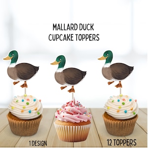 Mallard Duck Cupcake Toppers, brown duck toppers, duck cupcake toppers, animals theme party, baby shower toppers, duckling, ducky, cute