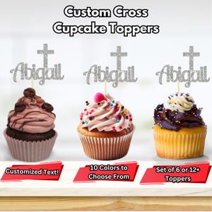 Custom Cross Cupcake Toppers, God Bless Food Picks, Baptism Cupcake Toppers, Christmas Cupcake Toppers, First Communion Cupcake Toppers,