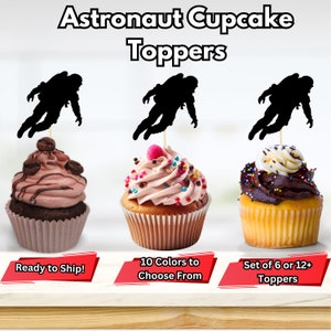 Astronaut Cupcake Toppers, Space Birthday Decor, Outer Space Birthday Party Decor, Two The Moon Party Decor, Astrology Birthday Party