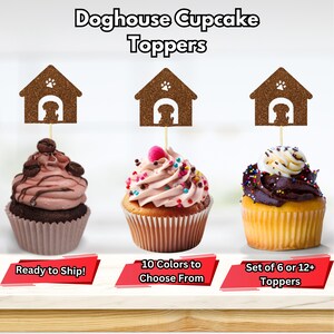 Hundehaus Cupcake Toppers, Bark Day Party Dekor, Let&#39;s Pawty Party Decor, Hunde Geburtstagsdekoration, Hund Cupcake Toppers