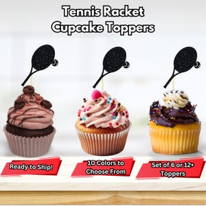 Tennis Racket Cupcake Toppers, Tennis Birthday Decorations, Tennis Party Decorations, Tennis Party Cupcake Toppers