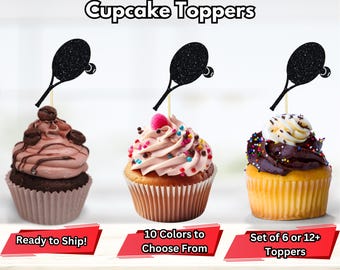 Tennis Racket Cupcake Toppers, Tennis Birthday Decorations, Tennis Party Decorations, Tennis Party Cupcake Toppers
