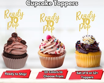 Topper per cupcake pronti da scoppiare, topper pop per baby shower, plettri pop per baby shower, decorazioni per neonati pronte da scoppiare