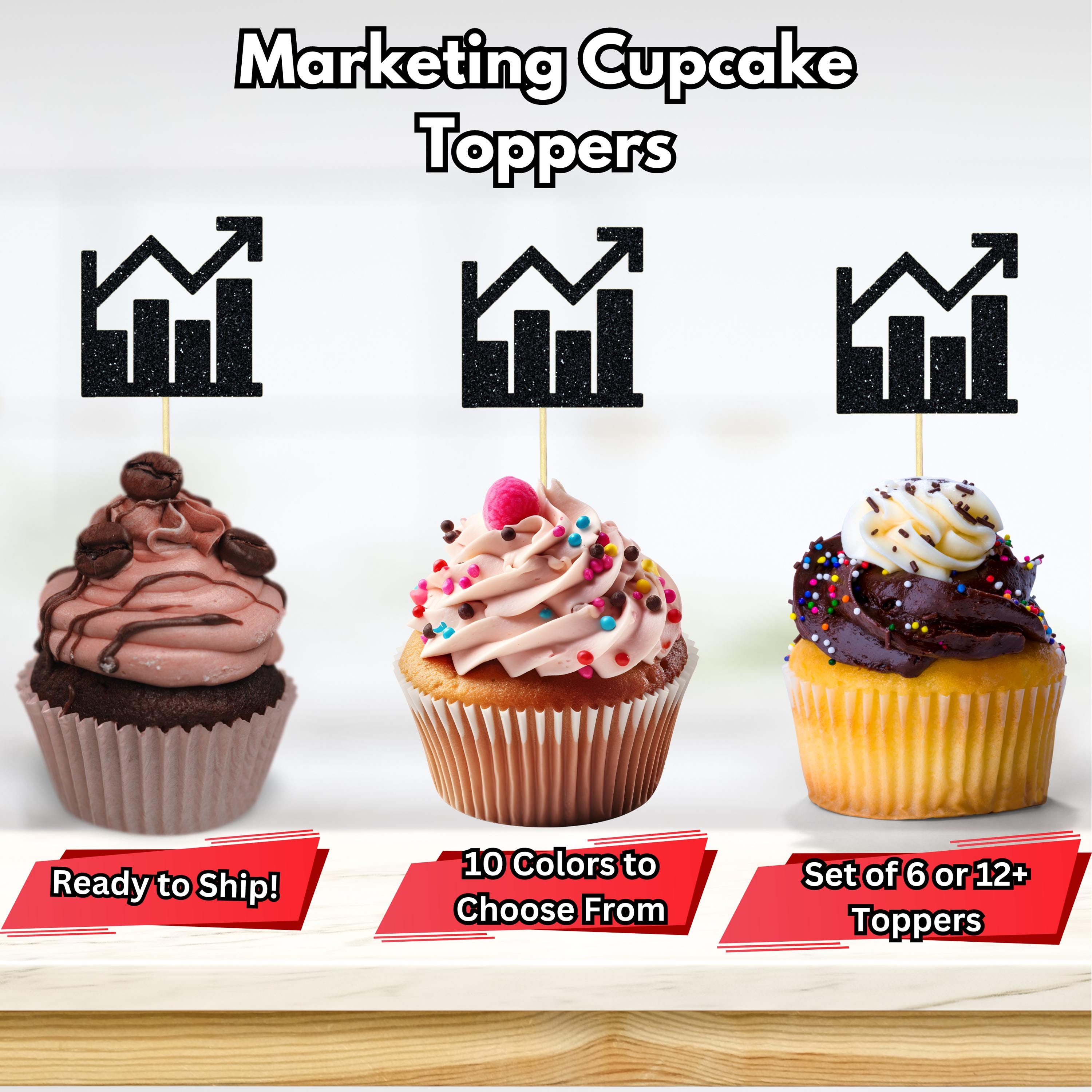 Marketing Cupcake Toppers, Graph Cupcake Toppers, Researcher Retirement Party, Business Graduation Decor, Math Statistics Decor