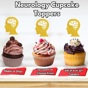 Neurology Cupcake Toppers, Brain Cupcake Toppers, Brain Power, Neurology Decor, Neurology Graduation, Neurology Doctor Retirement Party