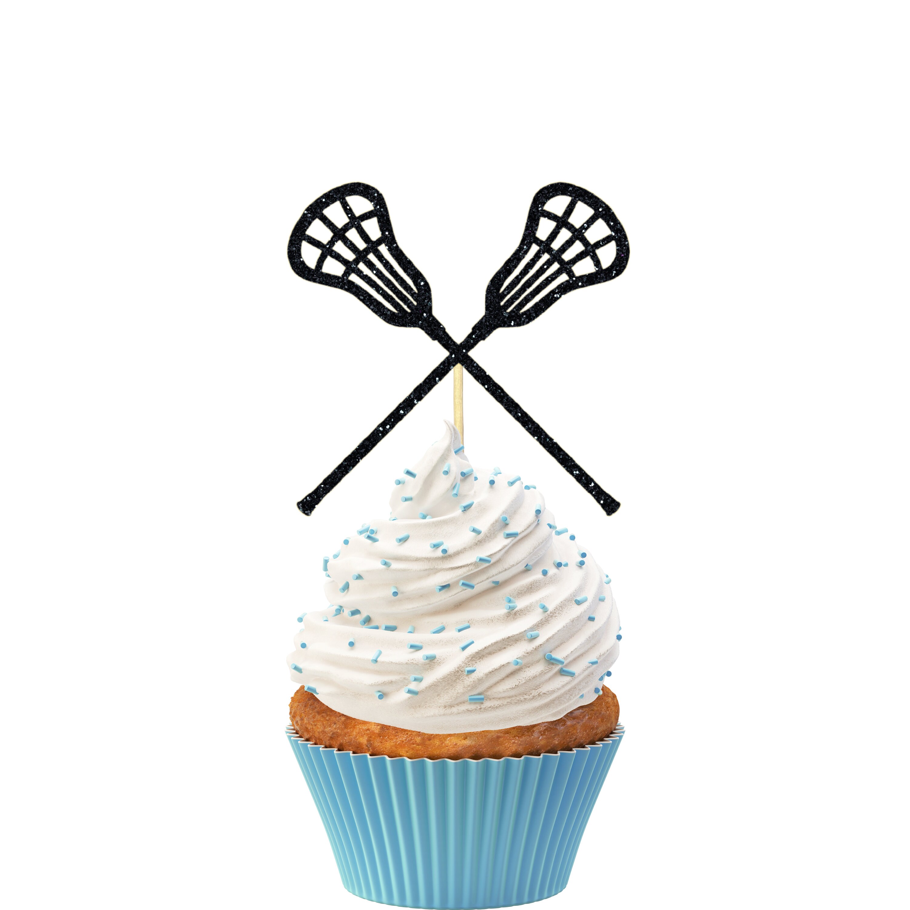 18pcs Black Glitter Lacrosse Player Cupcake Toppers - Sport Theme Birthday Party Decor For Men & Women - View #8