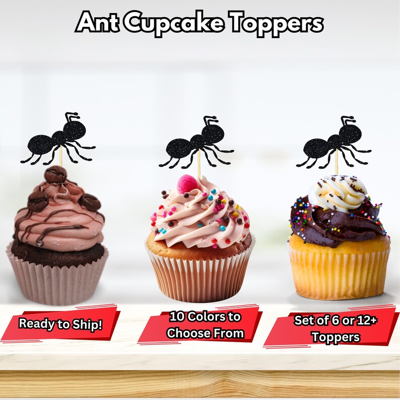 Ant Cupcake Toppers, Science Party, Insect Party Decorations, Garden ...