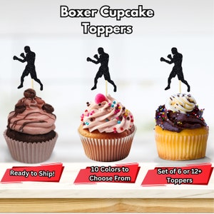 Boxer Cupcake Toppers, Gym Party Decor, Kickboxing Party Decor, Fighting Food Picks, MMA Party Decor, Boxing Party Decorations