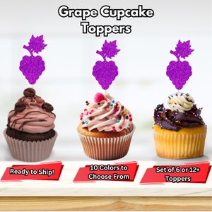 Grape Cupcake Toppers, Winery Vineyard Bachelorette Decor, Wine and Cheese Party Decor, Fruit Birthday Party Decor, Wine Party Decorations