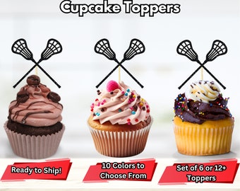 Lacrosse Sticks Cupcake Toppers, Party Decor for Lacrosse Players, Lacrosse Party Decorations, LAX Food Picks, Sports Birthday Decorations