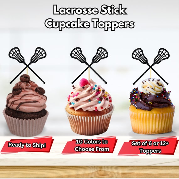 18pcs Black Glitter Lacrosse Player Cupcake Toppers - Sport Theme Birthday Party Decor For Men & Women - View #11