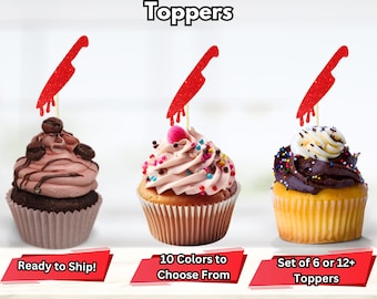Blutiges Messer Cupcake Topper, Have a Killer Geburtstagsparty Dekor, Murder Mystery Party Dekorationen, Videospiel Geburtstagsparty Dekor